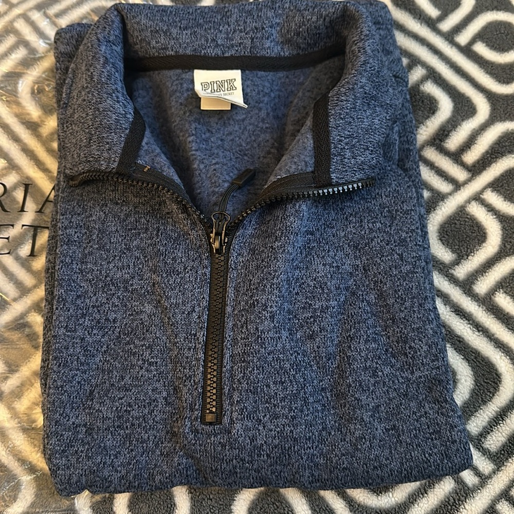 Victoria's Secret Blue Quarter-Zip Pullover Small